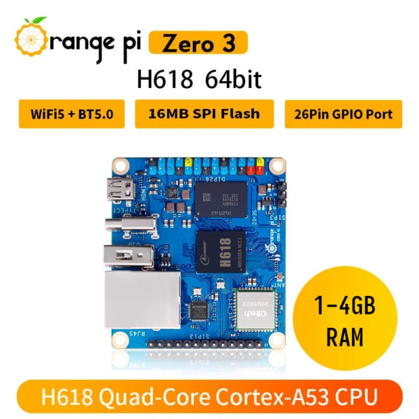 Orange Pi Zero3 ARM Cortex-A53 LPDDR4